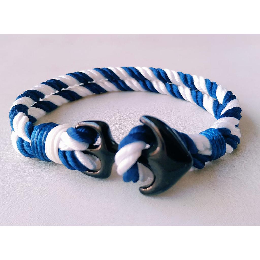 PULSERA ACERO MEN ANCLA NEGRA AZUL BLANCO