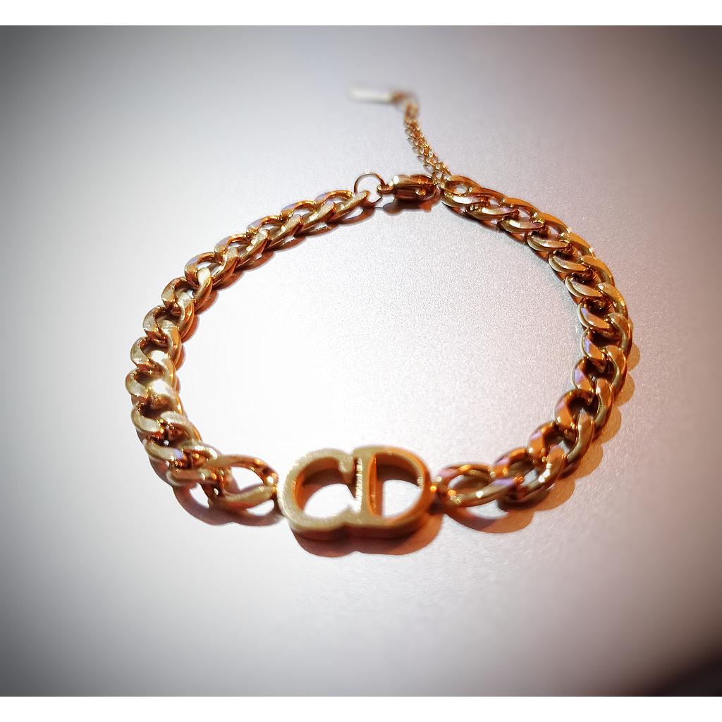 PULSERA ACERO GOLD CD DELGADA
