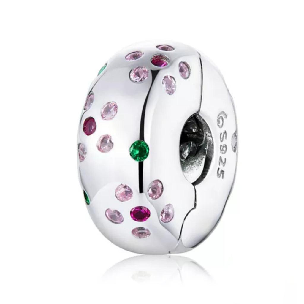 CLIP FLORES ROSAS PUNTOS (CHARM)