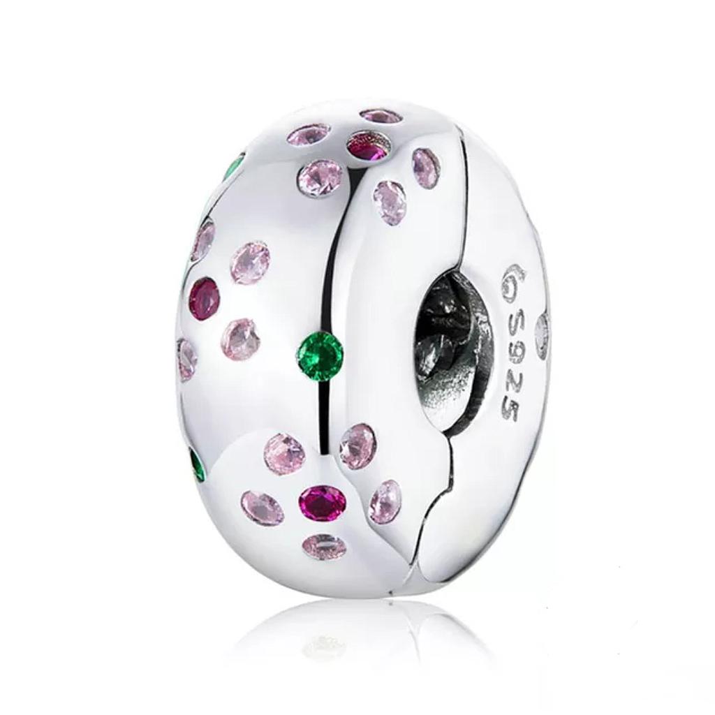 CLIP MURANO INCRUSTACIONES ROSAS/VERDES