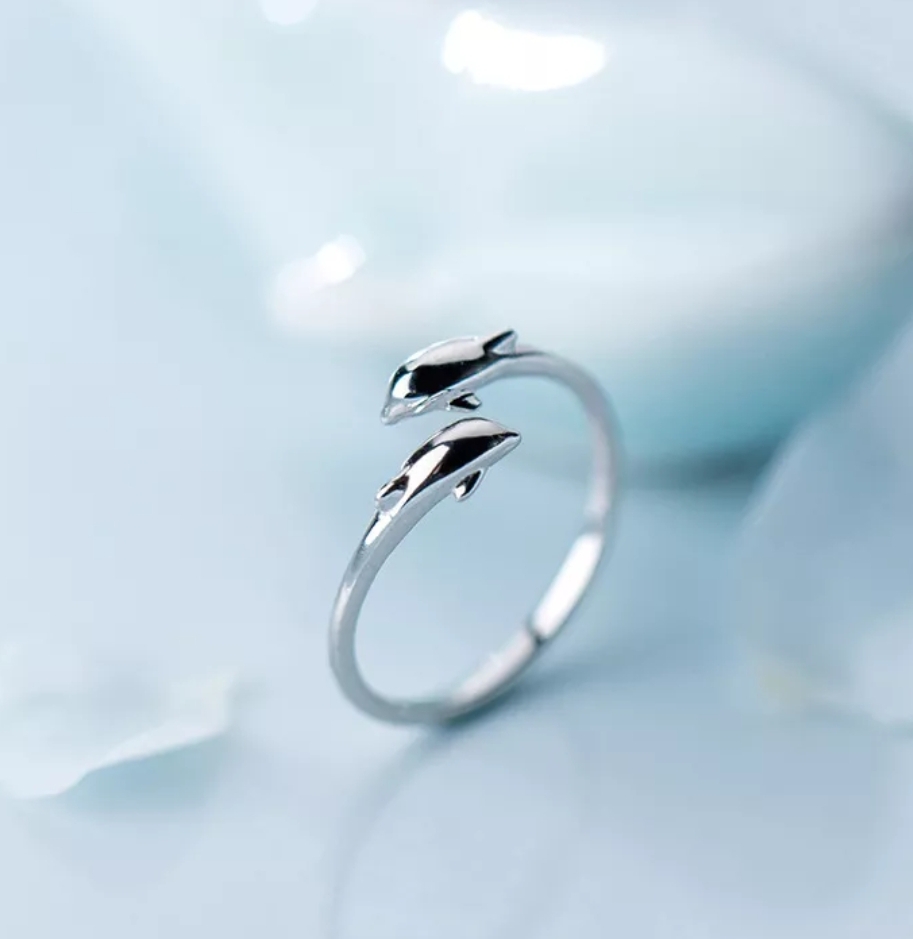 ANILLO PLATA DOUBLE DOLPHINS
