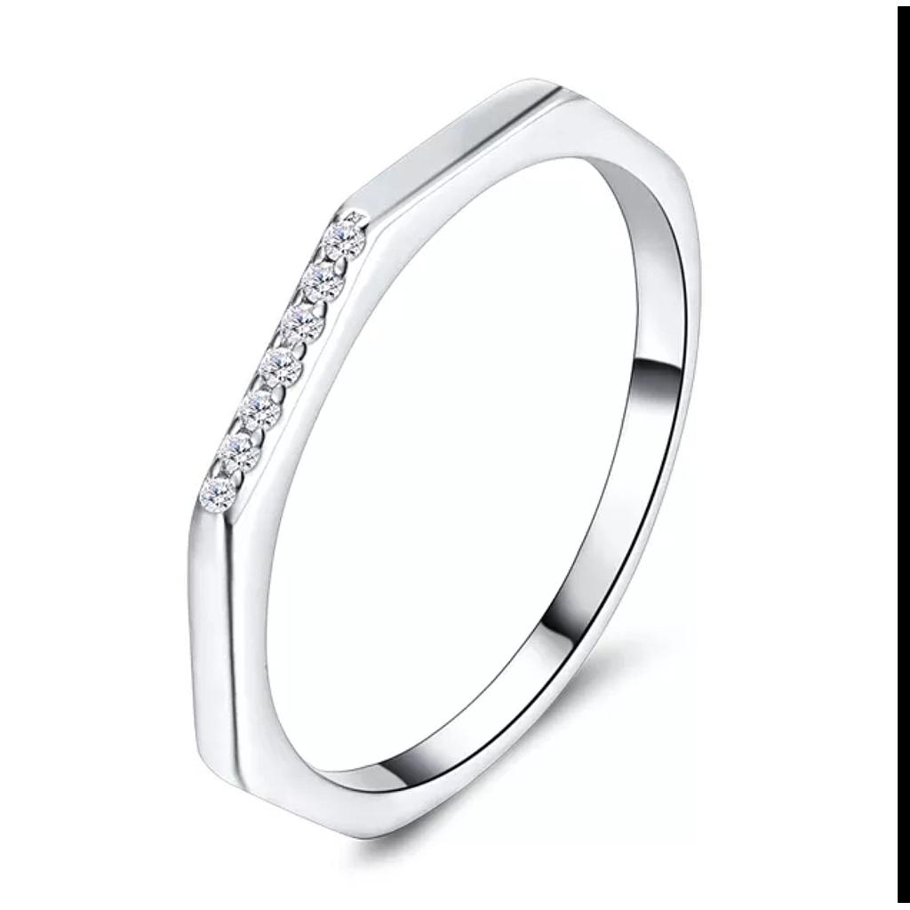 ANILLO PLATA HALF HEX